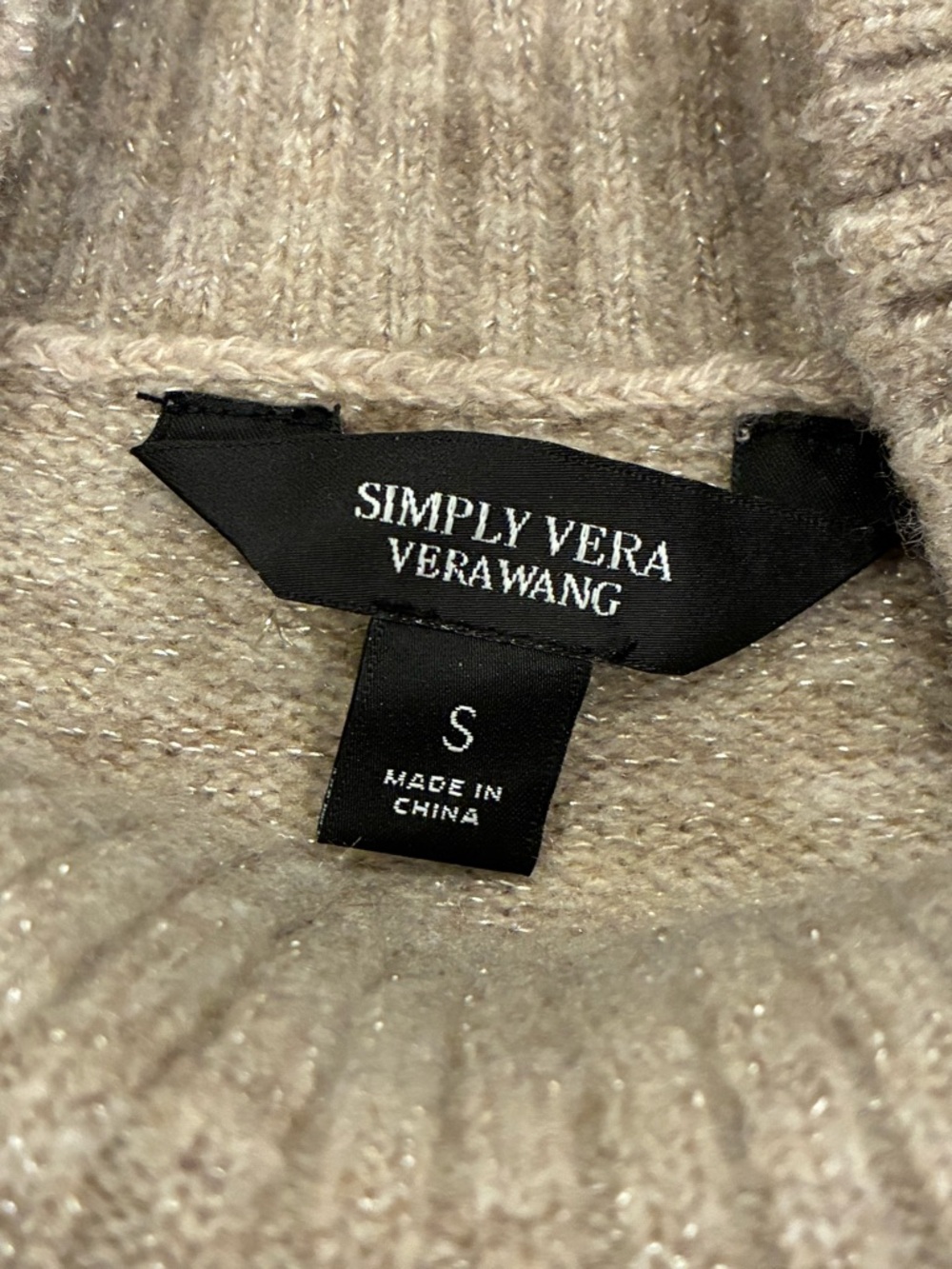 Simply Vera Vera Wang Beige Ribbed Knit Sweater - Picture 3 of 6